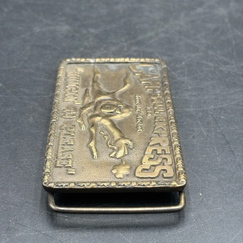 Campbell Express 'Humpin' To Please' Brass Belt Buckle Vintage